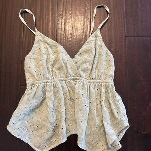 Hollister Light Blue Eyelet Top